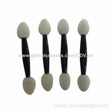 Makeup eye applicators, made of plastic handle with foam sponges, various colors are available